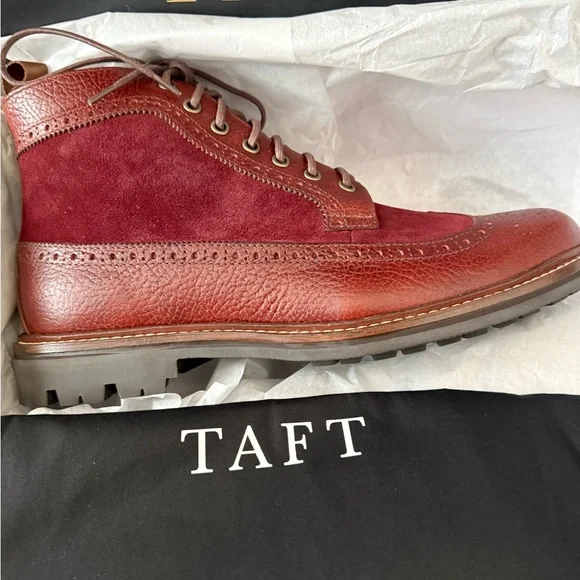 Taft Maroon Leather and Suede Boots - Picture 2 of 3
